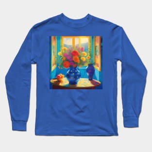 Bright Flowers in a Sunny Window Long Sleeve T-Shirt